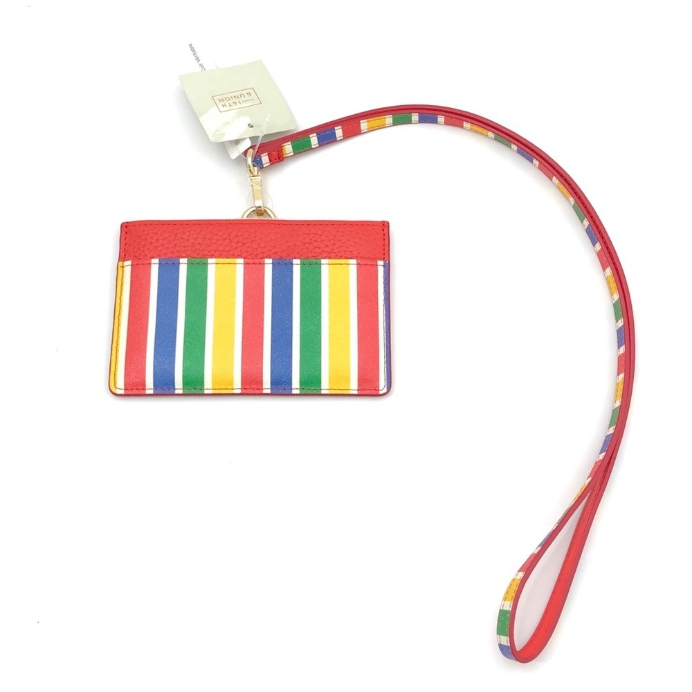 14TH & UNION Rainbow Stripe Faux Leather Wristlet Detachable Strap